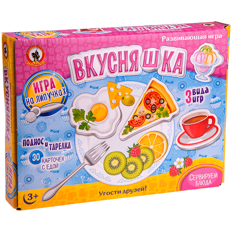 06e6231714b12e78cb3f178bac81c3b4-7 Игра настольная Русский стиль "Липучки. Вкусняшки", картонная коробка — изображение 1