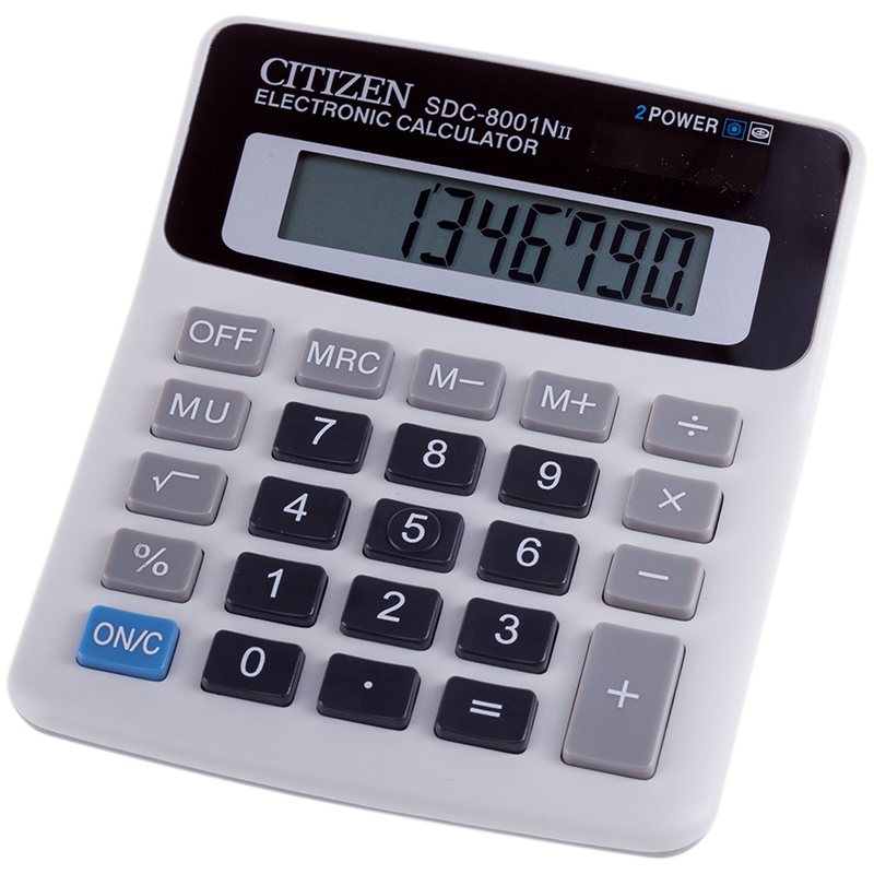 035b10ecaf81d34d42c16285004f529b Калькулятор настольный Citizen SDC-8001NII, 8 разр., двойное питание, 125*104*23мм, белый — изображение 1