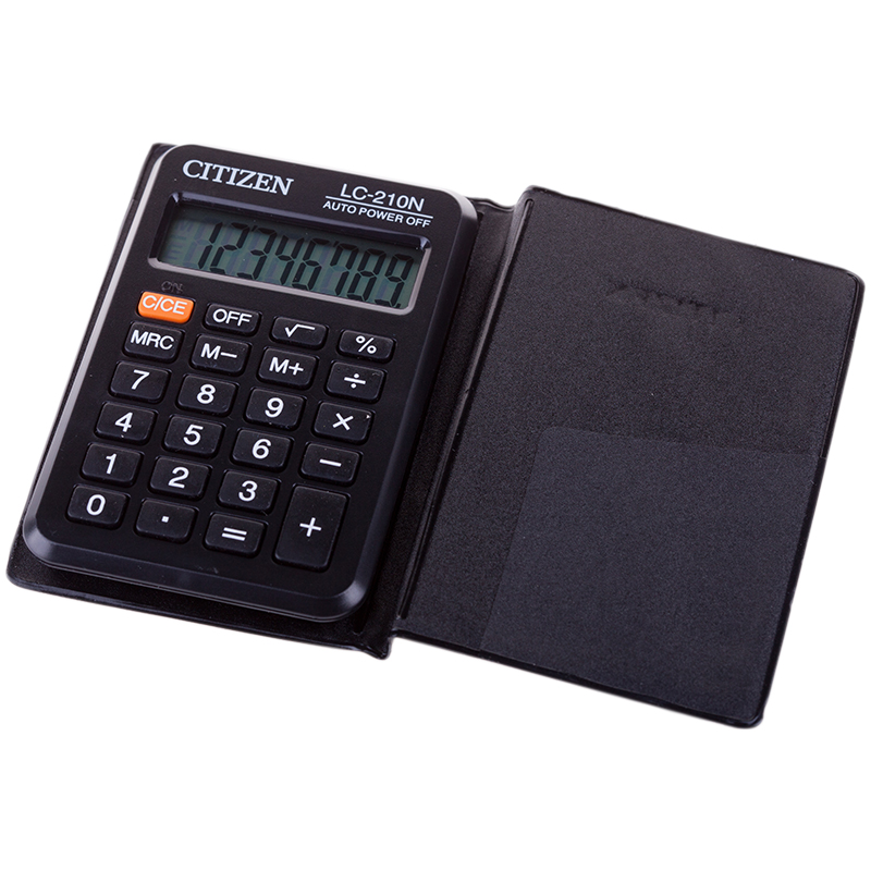 0e138e6c341dff67fa0a14970c8f2633 Калькулятор карманный Citizen LC-210N, 8 разр., питание от батарейки, 62*98*11мм, черный — изображение 1