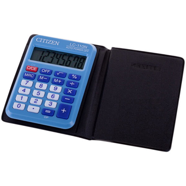 Калькулятор карманный Citizen LC-110NBL, 8 разр., питание от батарейки, 58*87*12мм, голубой