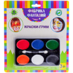 Краски для грима Фабрика фантазий, 06 цветов, кисть-аппликатор, блистер — изображение 3