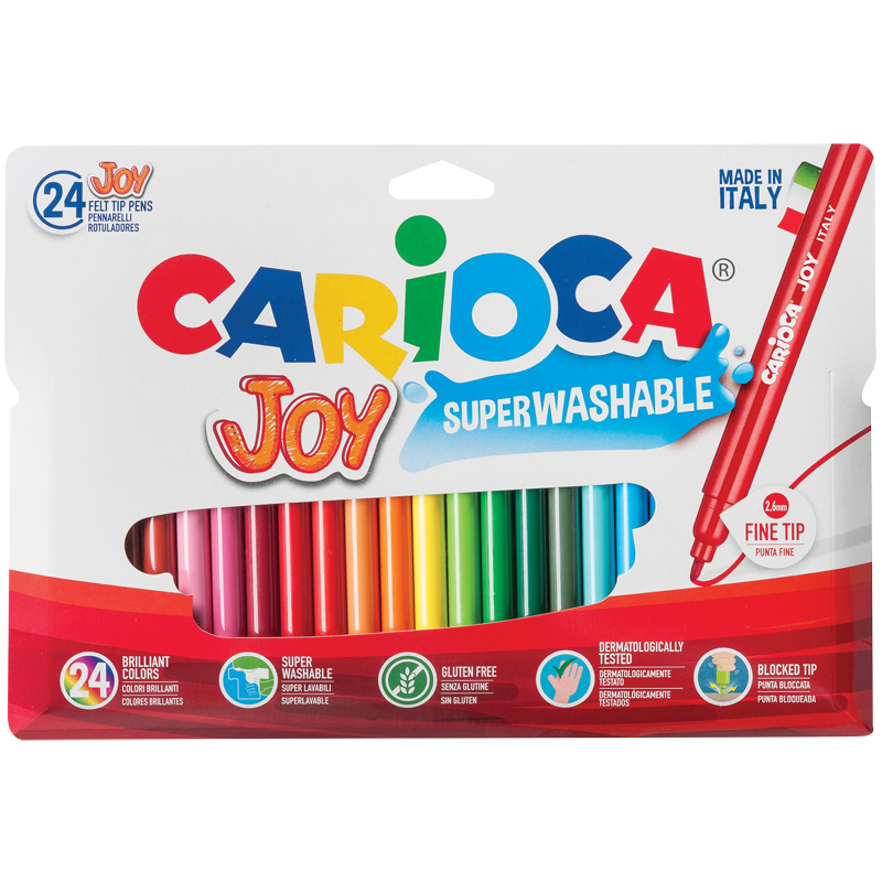 1f62a765765bae7d5f6dad89b35a364f Фломастеры Carioca "Joy", 24цв., смываемые, картон, европодвес — изображение 1