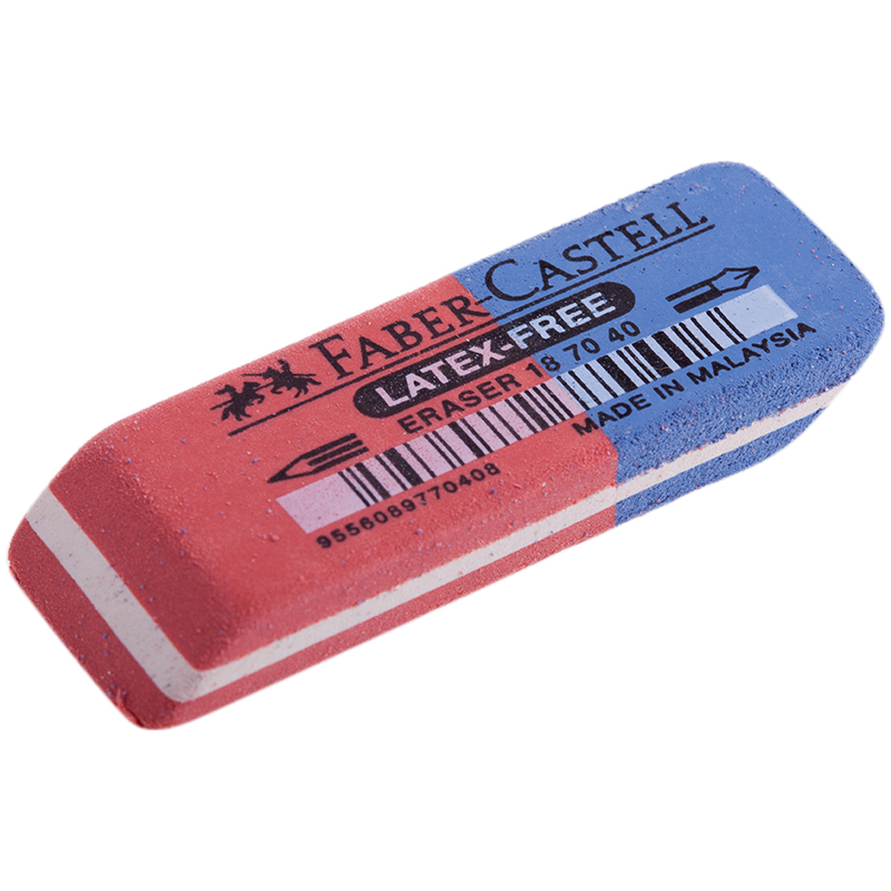 2a36b46415d1bf2d2be446cef8ca60e2 Ластик Faber-Castell "Latex Free 7070", скошенный, комбинированный, натуральный каучук, 50*18*8мм — изображение 1