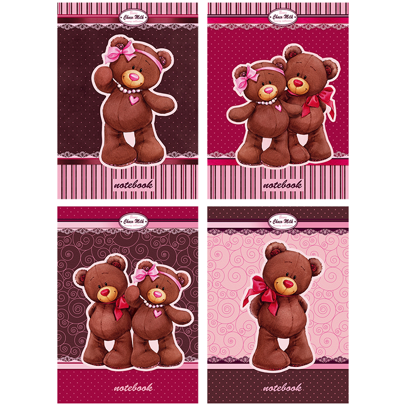33e8c5e4053278985eb3e9b63e218caa-4 Блокнот А6 80л. на гребне "Choco & Milk", твердая обложка, матовая ламинация, блестки — изображение 1