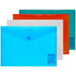 Папка-конверт на липучке А4 Erich Krause "Envelope Folder", прозрачная, ассорти
