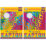 Картон цветной двусторонний A4, BG "Ассорти", 10л, 20цв, мелованный, в папке — изображение 3