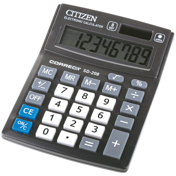 Калькулятор настольный Citizen Correct SD, 8 разр., двойное питание, 103*138*24мм, черный