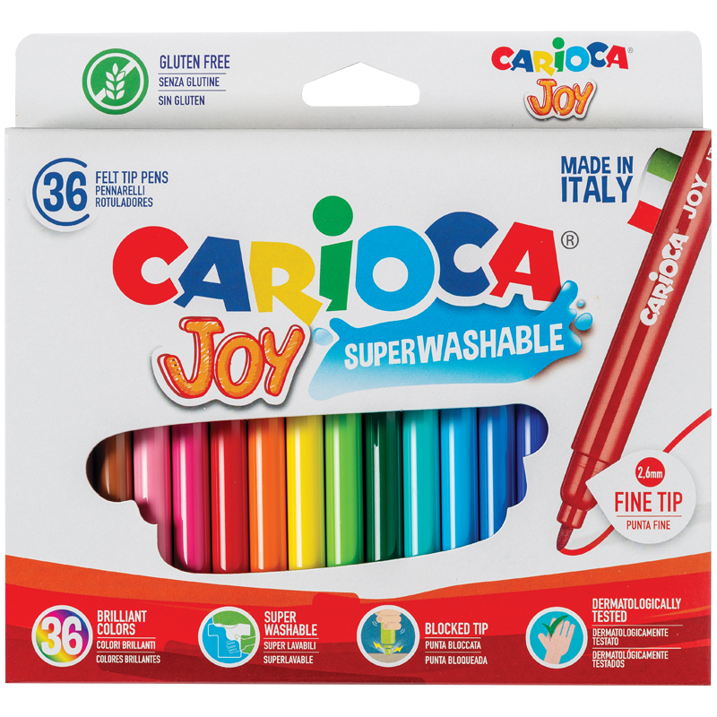 485346b5738f566c3ccde7e6c6bdc06b Фломастеры Carioca "Joy", 36цв., смываемые, картон, европодвес — изображение 1