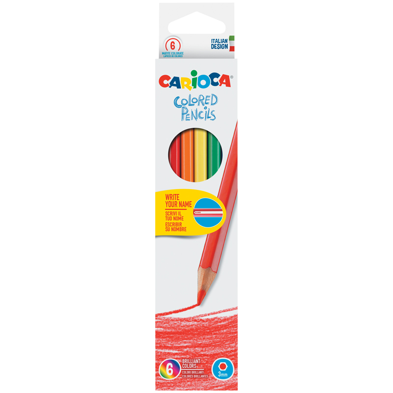 5753fd675db1a69830d66a9680c96923 Карандаши цветные Carioca 06цв., заточен., картон, европодвес — изображение 1