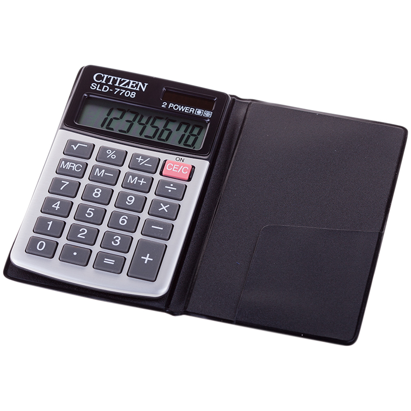 57c1c0bac30a34b24bd30b8d7106afec Калькулятор карманный Citizen SLD-7708, 8 разр., двойное питание, 68*112*7мм, белый — изображение 1