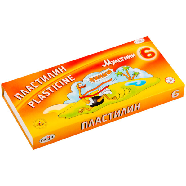 Пластилин Гамма "Мультики", 06 цветов, 120г, со стеком, картон. упак.