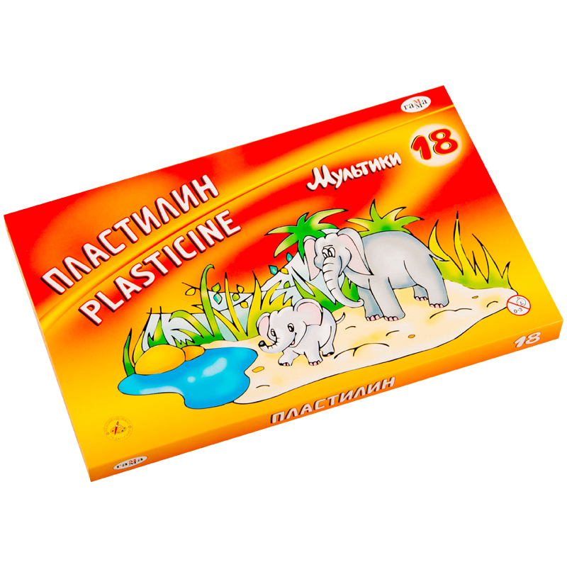 5dbe5638c912f26370abe5d25f93c8c9-4 Пластилин Гамма "Мультики", 18 цветов, 360г, со стеком, картон. упак. — изображение 1