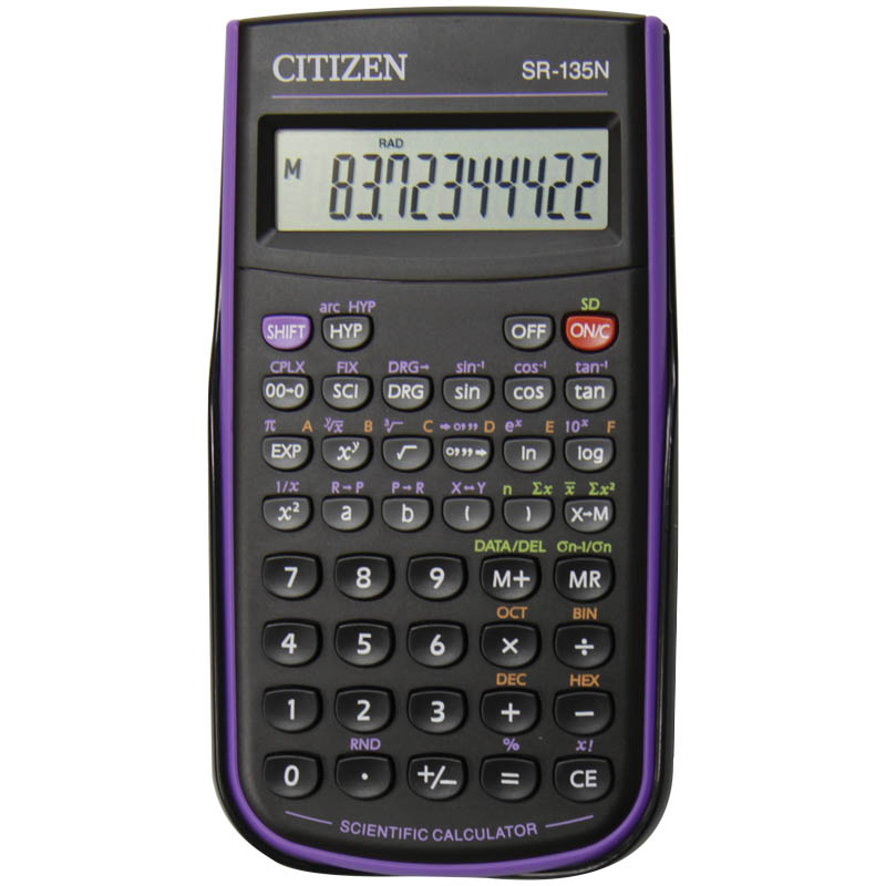 66d31ecb6d3e6866d6a41c5634e38388 Калькулятор научный Citizen SR-135NPU, 10 разр., 128 функц., пит. от батарейки, 141*78*12мм, фиолет. — изображение 1