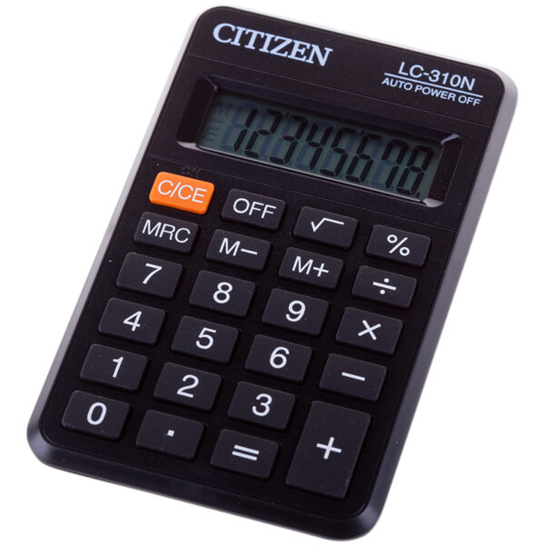 Калькулятор карманный Citizen LC-310N, 8 разр., питание от батарейки, 69*114*18мм, черный
