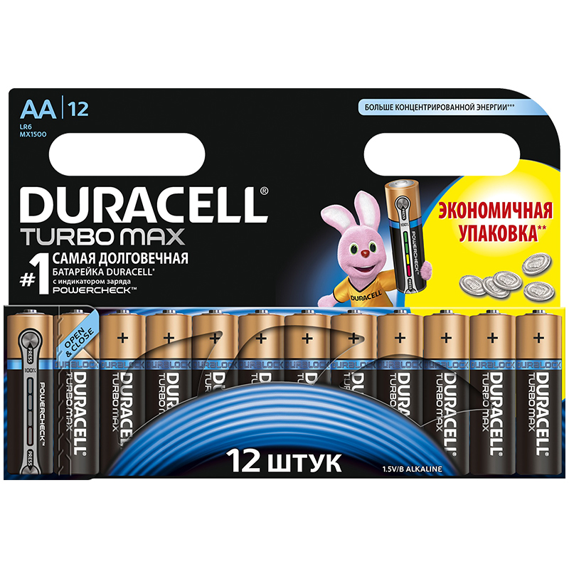 78fc578325ae7780103ade580a40c4bd-4 Батарейка Duracell Turbo Max AA (LR06) алкалиновая, 12BL — изображение 1