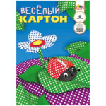 Картон цветной двусторонний A4, Апплика "Веселый", 6л., 6цв., узор "Горошек", в папке