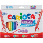 Фломастеры двусторонние Carioca "Birello", 24цв., 24шт., смываемые, картон, европодвес