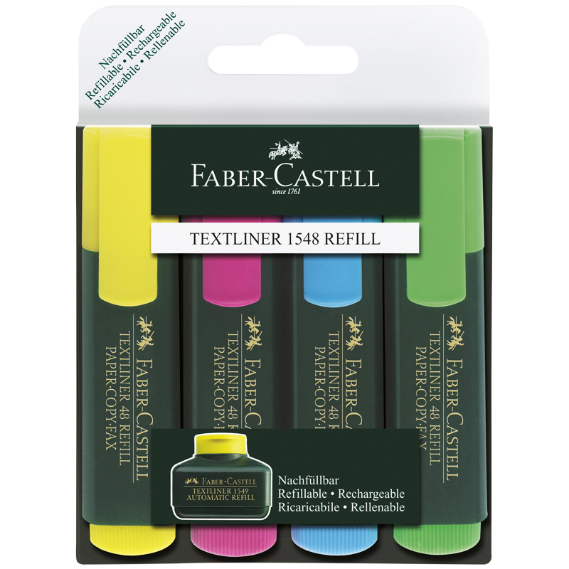 154804_Highlighter Textliner 48 wallet of 4 Набор текстовыделителей Faber-Castell "1548" 4цв., 1-5мм, пластик. уп., европодвес — изображение 1