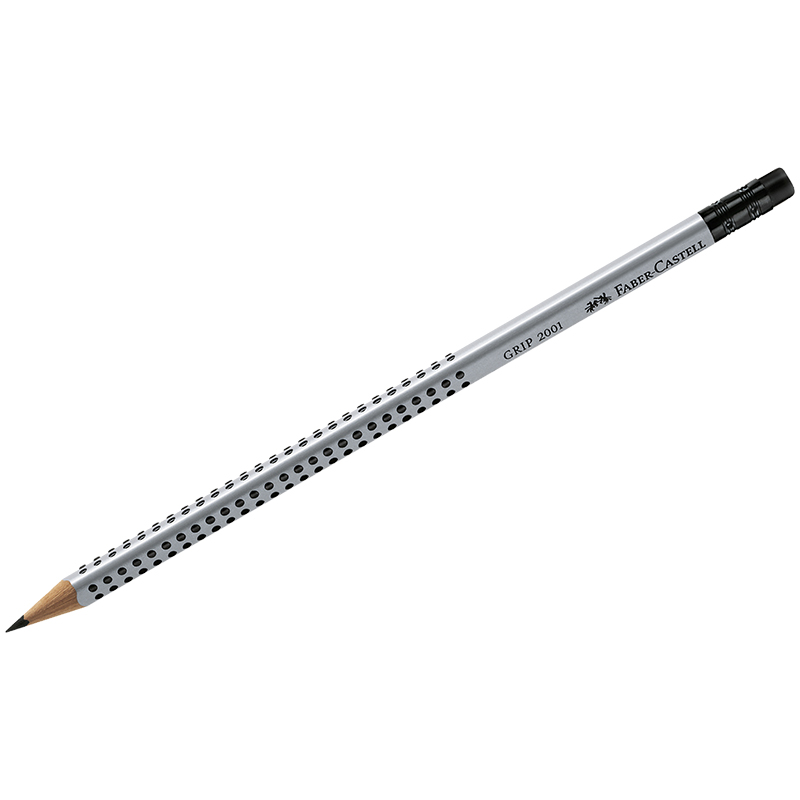 117201_Graphite pencil Grip 2001 with eraser B Карандаш ч/г Faber-Castell "Grip 2001" В, трехгран., с ластиком, заточен. — изображение 1