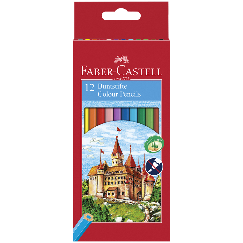120112_Colour Ecopencils 12# 120112LE Карандаши цветные Faber-Castell "Замок", 12цв., заточен., картон, европодвес, с точилкой — изображение 1