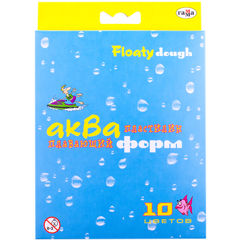 a50cb60f430af9ae93a73dedc42c7dc8 Пластилин Гамма "Акваформ", 10 цветов, плавающий, со стеком, картон, европодвес — изображение 1