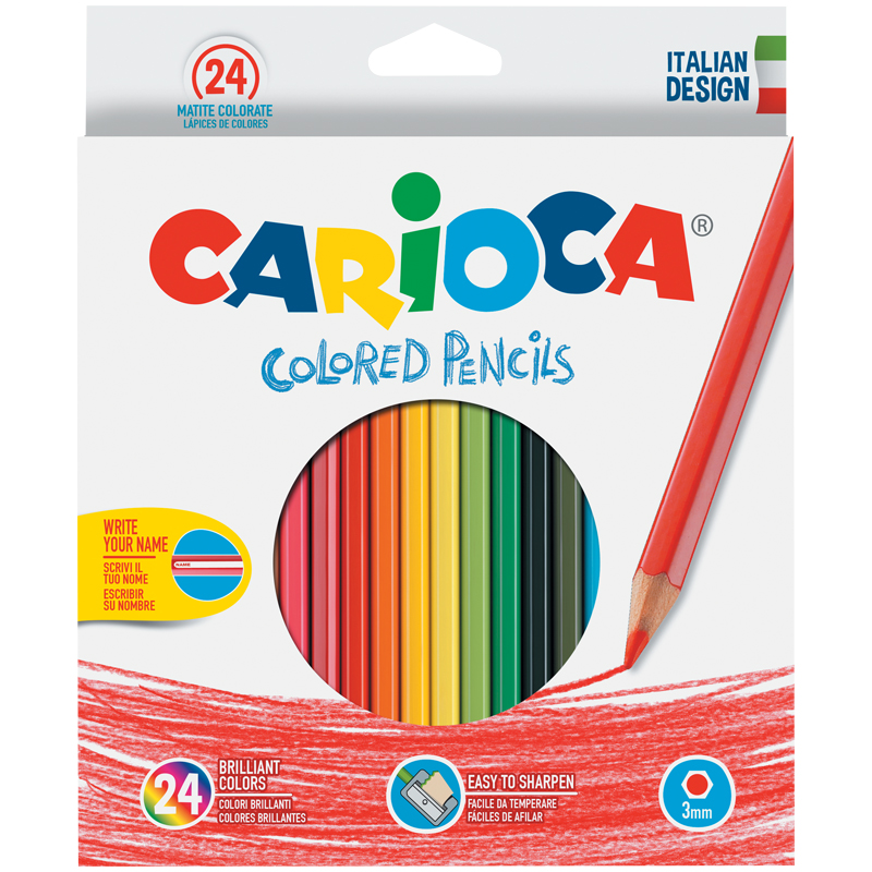 a515d87674a1cc3239a83d01df423516 Карандаши цветные Carioca 24цв., заточен., картон, европодвес — изображение 1