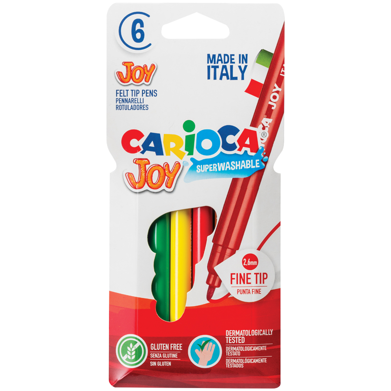 a99d4d4622094f2268eec09dce299eb1 Фломастеры Carioca "Joy", 06цв., смываемые, картон, европодвес — изображение 1