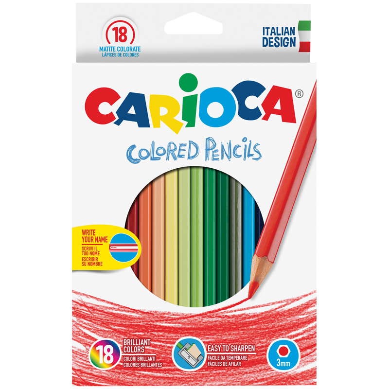 ad5b23b61f0defd74a9e013b698f83fe Карандаши цветные Carioca 18цв., заточен., картон, европодвес — изображение 1