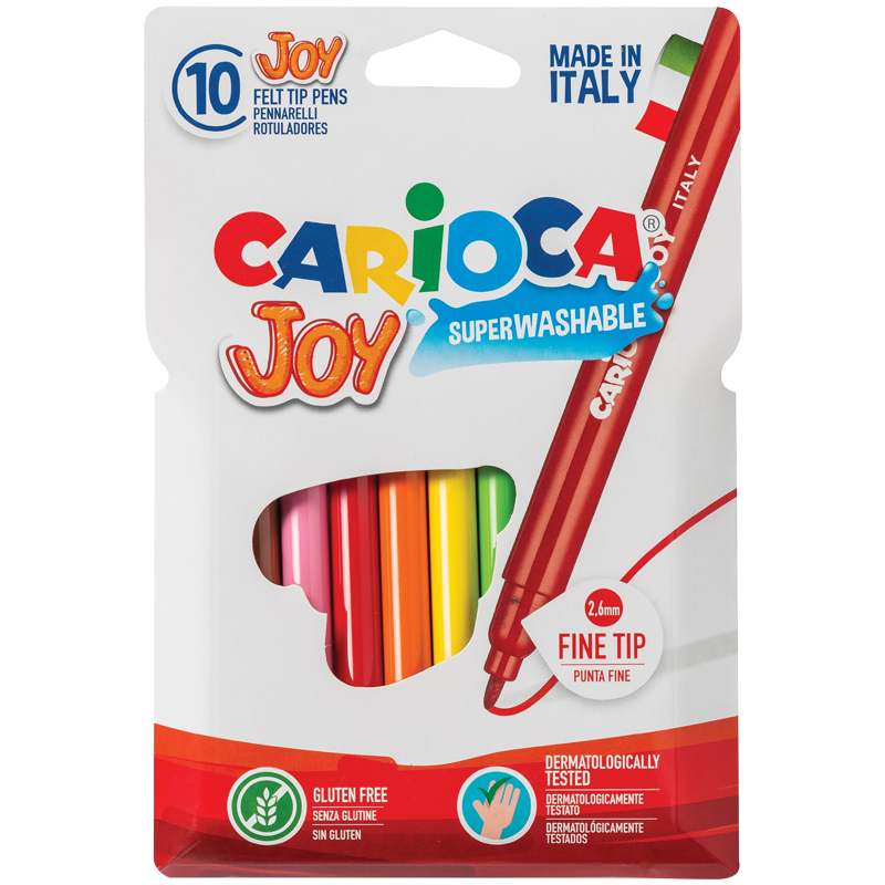 af2c6aa97371aaeb5edfc8dce283d215 Фломастеры Carioca "Joy", 10цв., смываемые, картон, европодвес — изображение 1