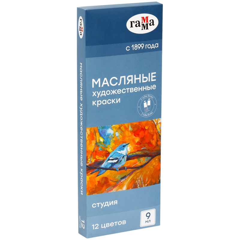 b05482d86c80bf70ea9eee072bf6192a-4 Краски масляные Гамма "Студия", 10 цветов + 2 белых, туба 9мл, картон. упаковка — изображение 1