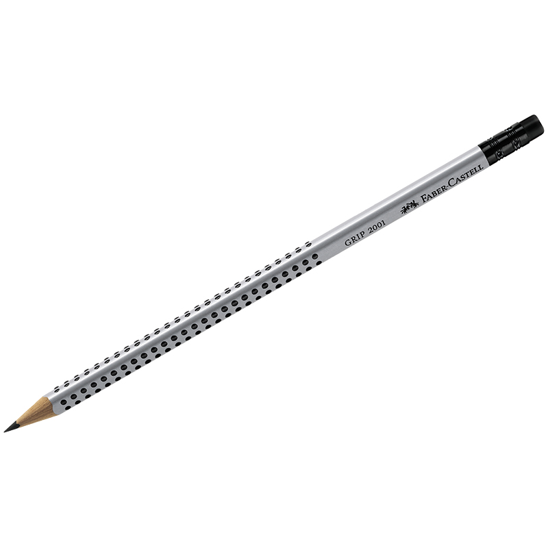 117200_Graphite pencil Grip 2001 with eraser HB Карандаш ч/г Faber-Castell "Grip 2001" HB, с ластиком, трехгран., заточен. — изображение 1