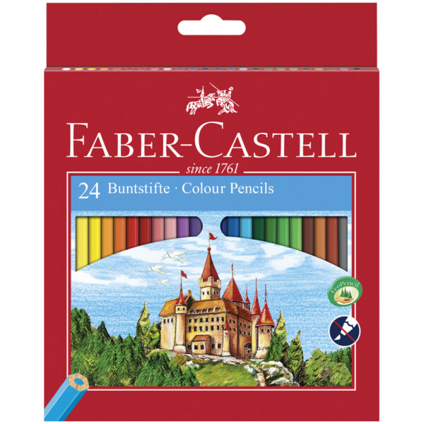 Карандаши цветные Faber-Castell "Замок", 24цв., заточен., картон, европодвес, с точилкой