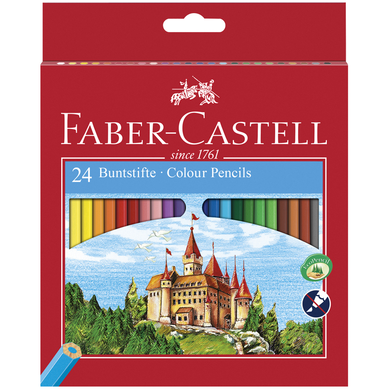 120124_Colour Ecopencils 24 120124LE Карандаши цветные Faber-Castell "Замок", 24цв., заточен., картон, европодвес, с точилкой — изображение 1