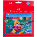 Карандаши акварельные Faber-Castell "Рыбки", 24цв+кисть, картон, европодвес