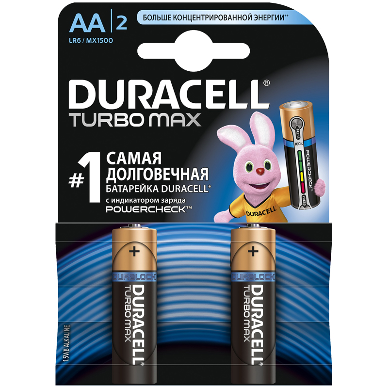 f80d547d92b31cbebc76d08d1ccb4854-4 Батарейка Duracell Turbo Max AA (LR06) алкалиновая, 2BL — изображение 1