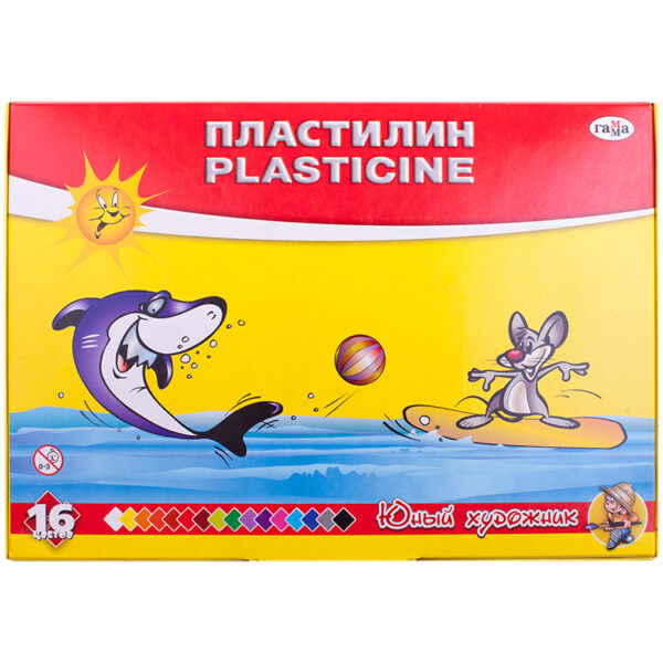 Пластилин Гамма "Юный художник", 16 цветов, 224г, со стеком, картон. упаковка