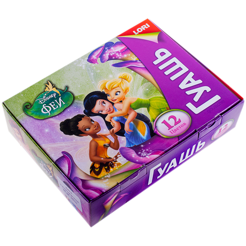 Гуашь Lori "Disney. Феи", 12 цветов, 20мл, картон