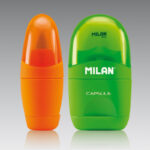 Точилка пластиковая с ластиком Milan "Capsule Fluo", 1 отверстие, контейнер, ассорти — изображение 5