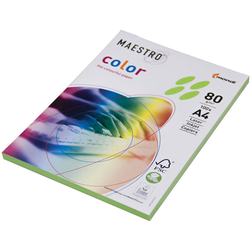 Бумага Maestro "Color intensive" А4, 80г/м2, 100л. (ярко-зеленый)
