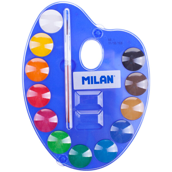 Акварель Milan, 12 цветов, с кистью, пластик