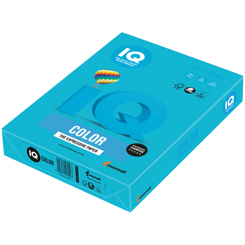 Бумага IQ "Color intensive" А4, 80г/м2, 100л. (светло-синий)