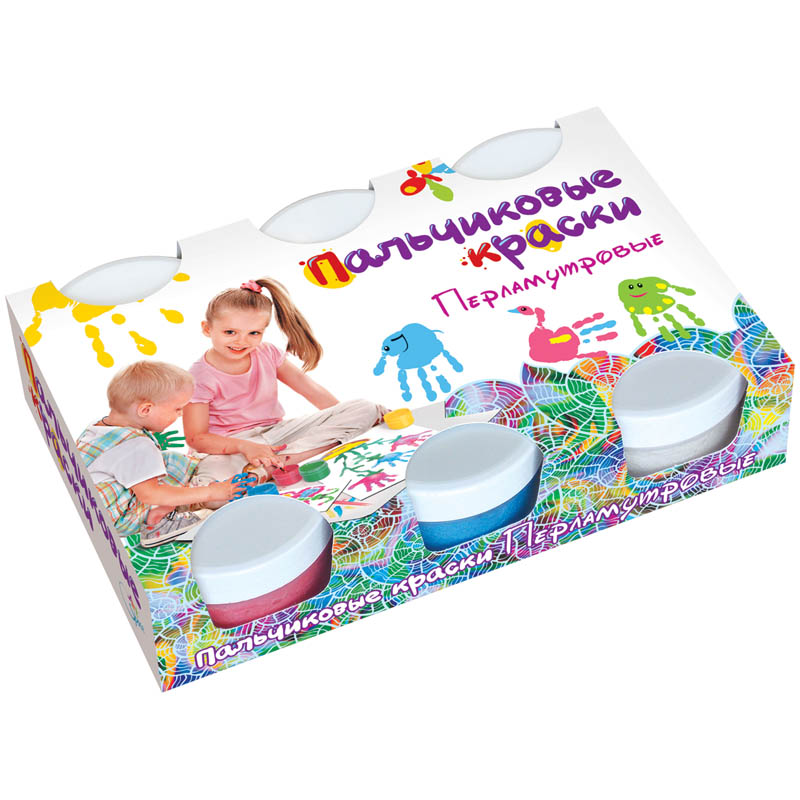Краски пальчиковые ArtSpace, 06 цветов, 360г, перламутровые, картон