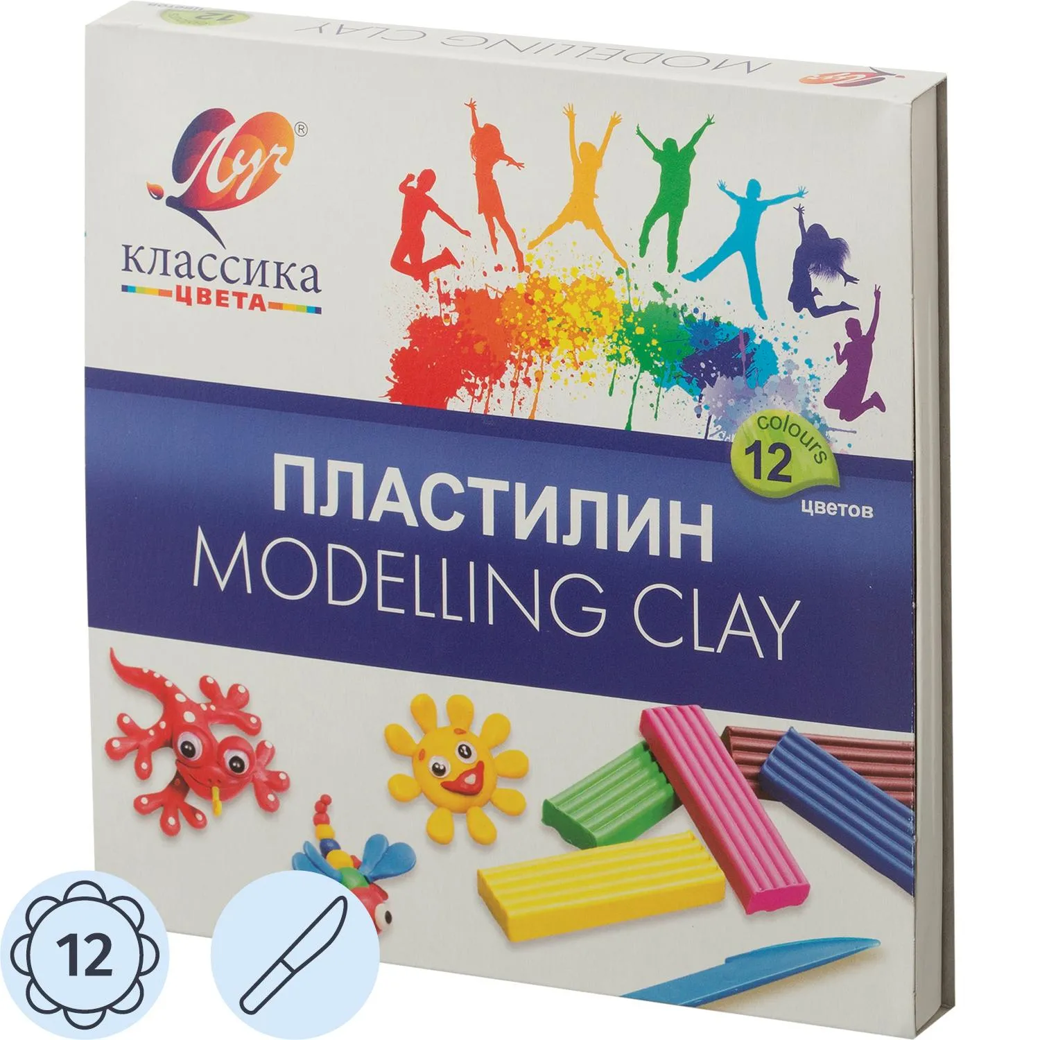 Пластилин классический Луч Классика 12 цв 240 г со стеком