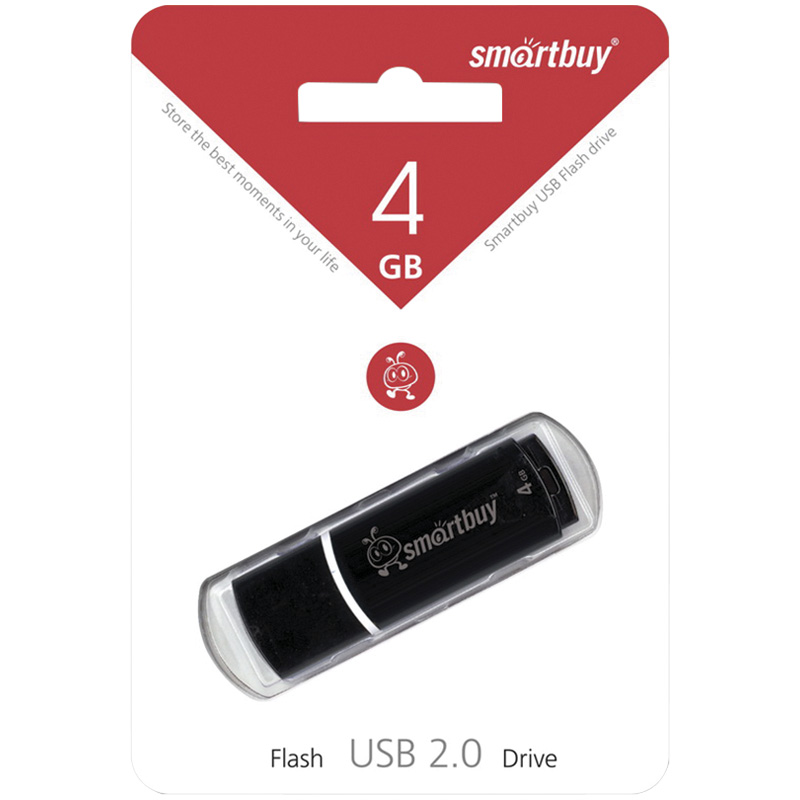 v1_USB Smartbuy V-Cut 4GB (SB4GBVC-B) Память Smart Buy "Crown" 4GB, USB 2.0 Flash Drive, черный — изображение 1