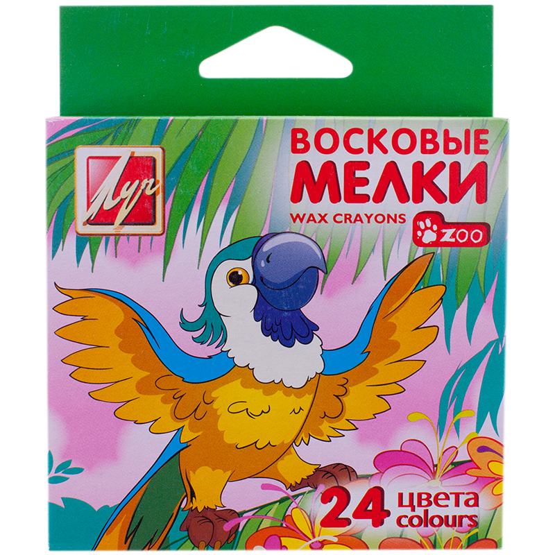 3062bd9d03a53c860eb25db6ae700813 Мелки восковые Луч "Zoo", 24цв., шестигранные, картон, европодвес — изображение 1