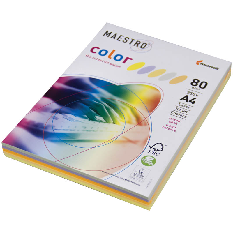Бумага Maestro "Color Trend Mixed Packs" А4, 80г/м2, 250л. (5 цветов)