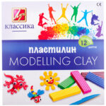 Пластилин Луч "Классика", 12 цветов, 240г, cо стеком, картон
