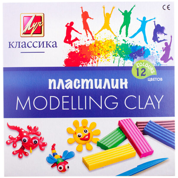 Пластилин Луч "Классика", 12 цветов, 240г, cо стеком, картон