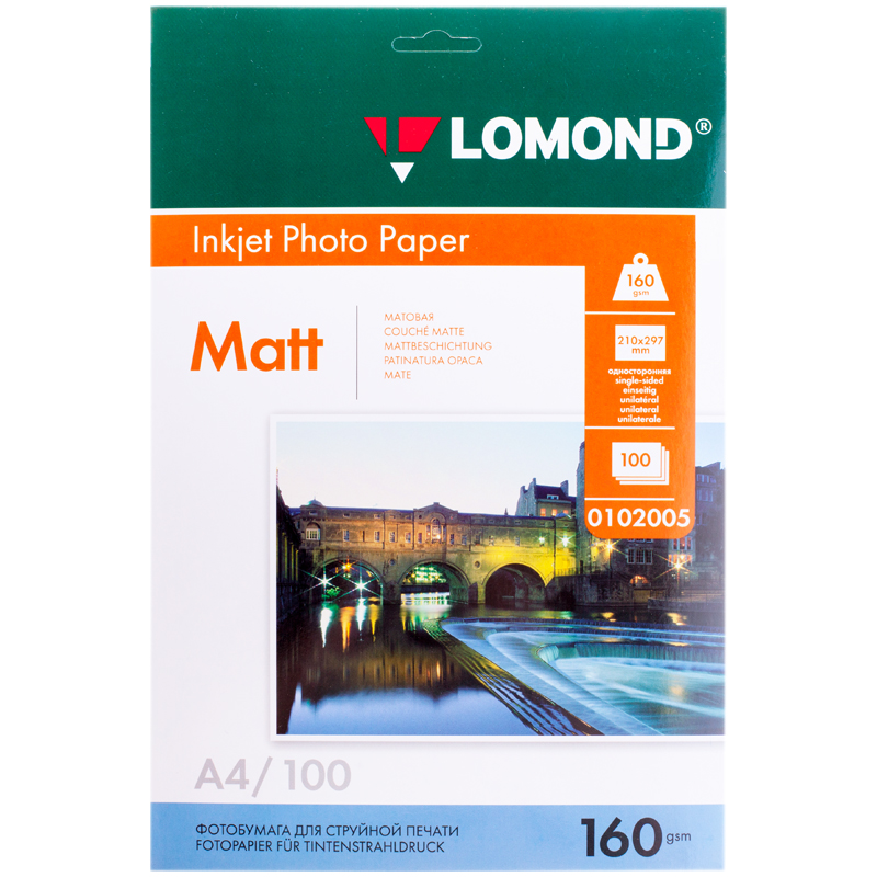 УЦЕНКА - Бумага А4 для стр. принтеров Lomond, 160г/м2 (100л) мат.одн.