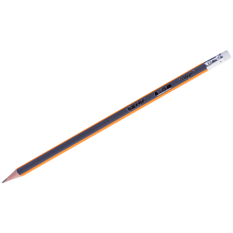 Карандаш ч/г Maped "Black Pep s" HB, с ластиком, трехгранный, заточен.